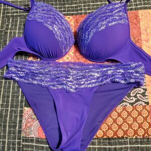 PINK purple swimsuit with lace waistband